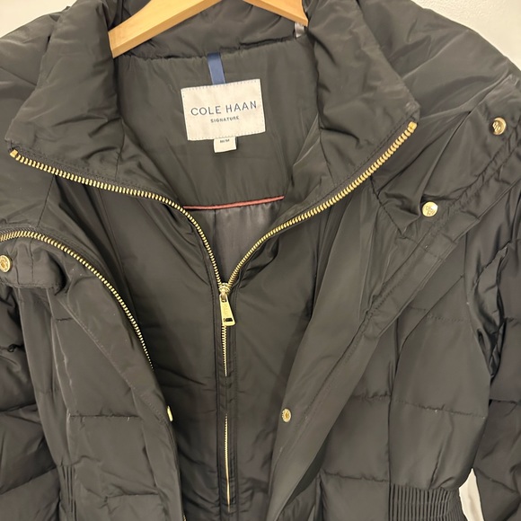 Cole Haan Black Long Puffer Coat - Picture 3 of 4